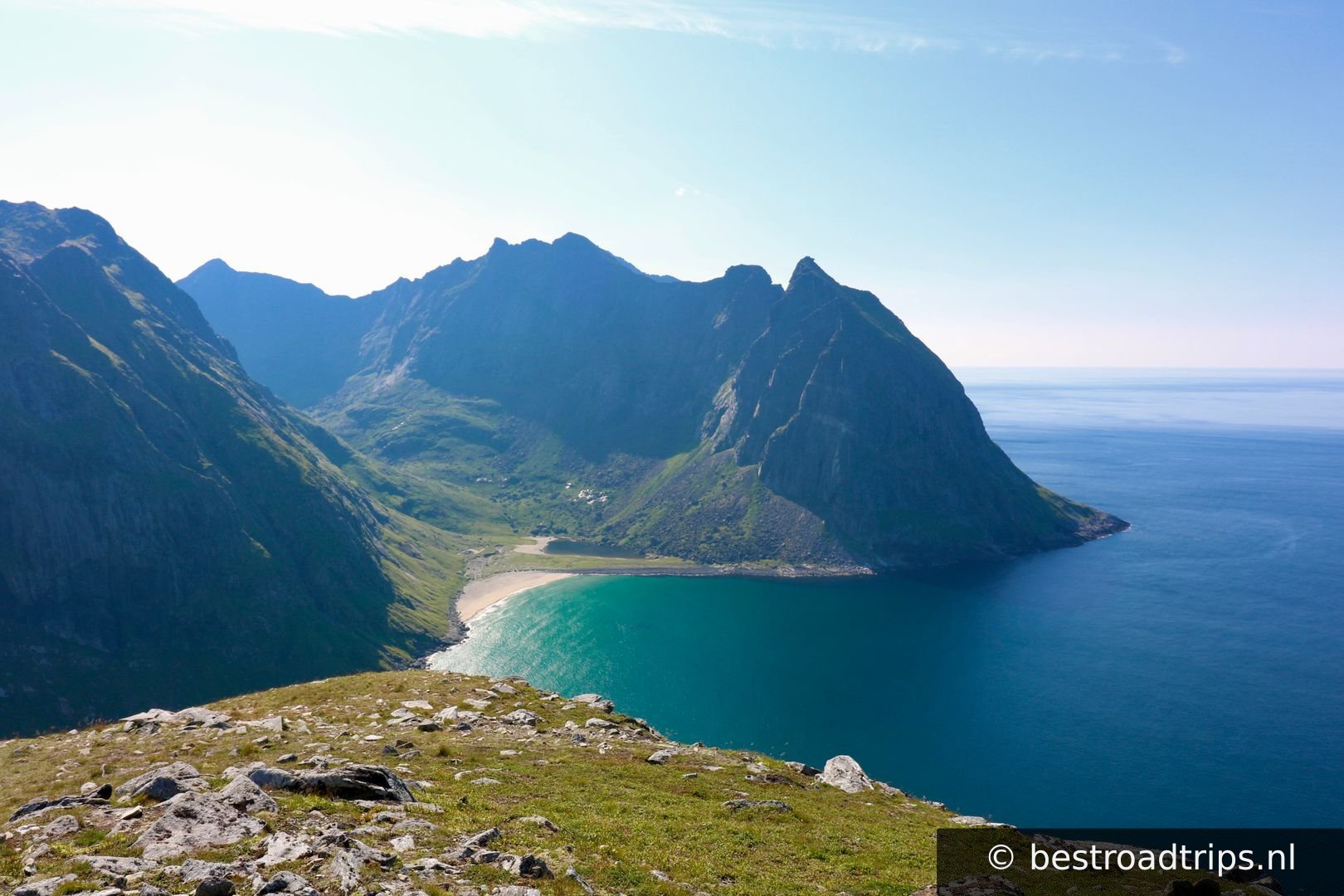 Park here if you want to hike up Ryten for another great view of Kvalvika stranda